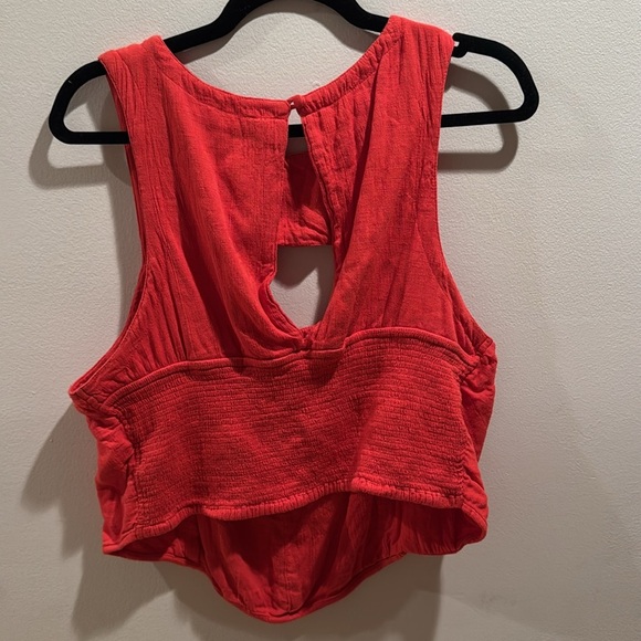 Free People Sneak a Peak Orange Red Top XL - Picture 6 of 6